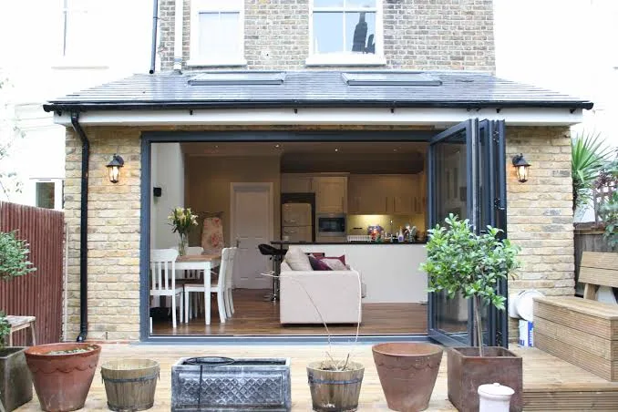 Extension bifold doors open onto kitchen