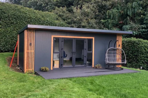 Finished garden room exterior, modern cladding