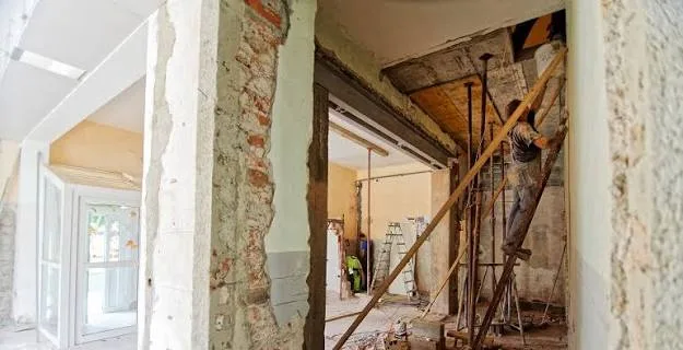 Structural renovation in progress, interior opening
